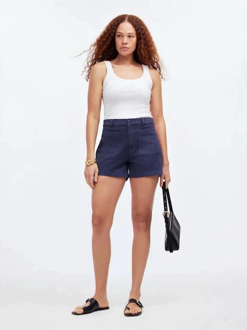 Madewell The High-Rise Sailor Short Cargo Shorts in Blue Waist 25